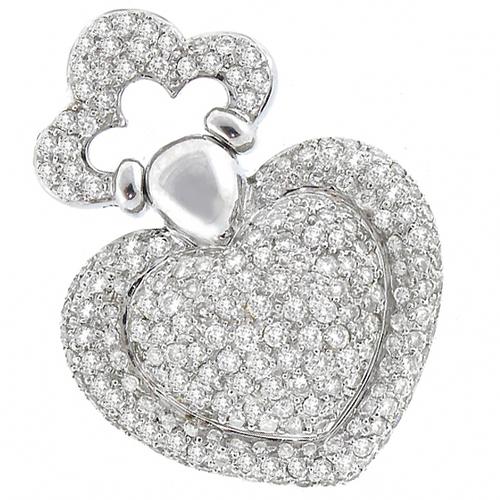 2.86ct Round Diamond 18k White Gold Heart Pendant