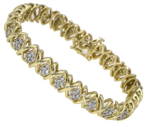 2.90ct Round Cut  Diamond 14k Yellow Gold Bracelet