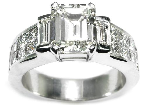 GIA Certified J VS1 2Ct. Emerald Cut Diamond Engagement Ring