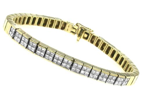 Vintage 3.00ct Princess Cut Diamond 14k Yellow Gold Bracelet