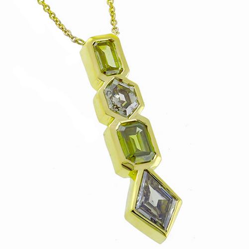 3.25ct Fancy Yellow & Brown  Diamond 14k Yellwo Gold Necklace