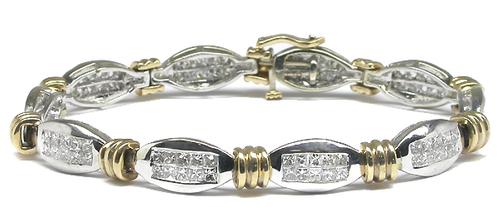 3.30ct Round Cut Diamond 14k White & Yellow  Gold  Bracelet