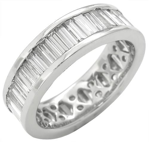 Vintage 3.48ct Baguette Cut Diamond Platinum Eternity Wedding Band