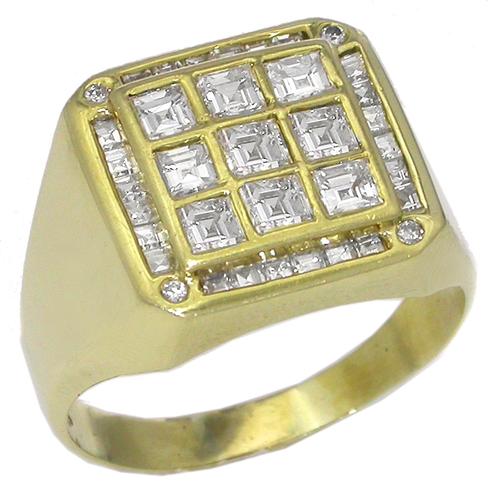 3.50ct Square and Round Cut Diamond 18k Yellow Gold Ring