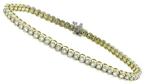 Round Cut Diamond 14k Yellow Gold Bracelet