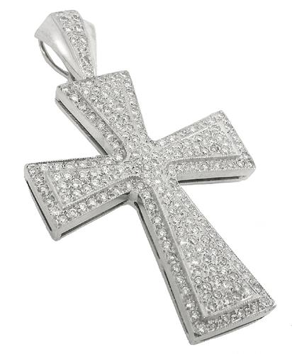 4.25ct Diamond 14k White Gold Cross Pendant