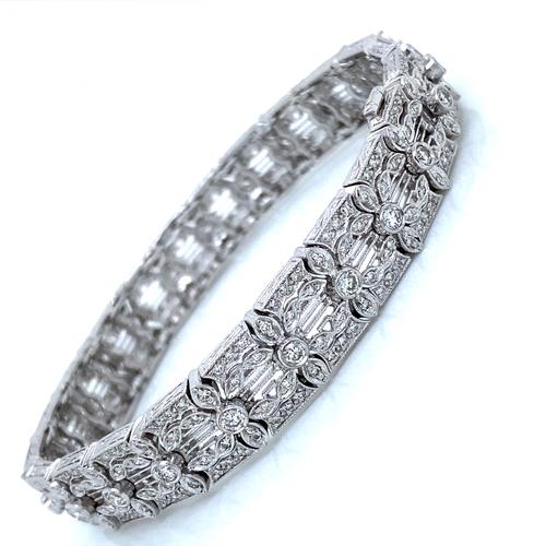 5.50ct Diamond 18k White Gold Filigree Floral Bracelet