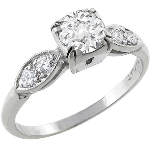 1920s 0.50ct Old Mine Cut Diamond Platinum Engagement Ring 