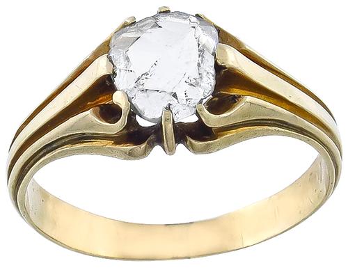 Victorian Rose Cut Diamond 14k Yellow Gold Ring