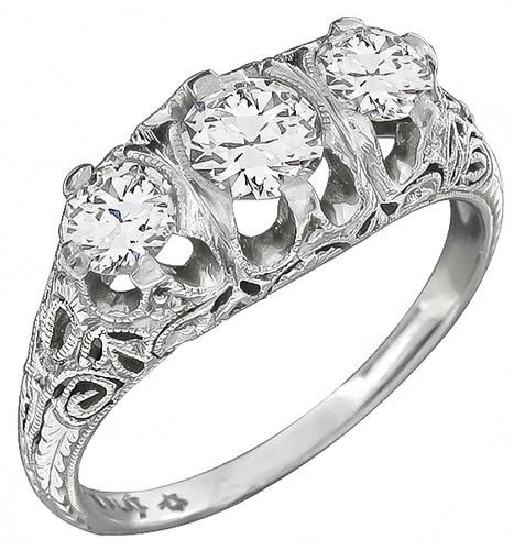 Edwardian Round Cut Diamond Platinum Ring