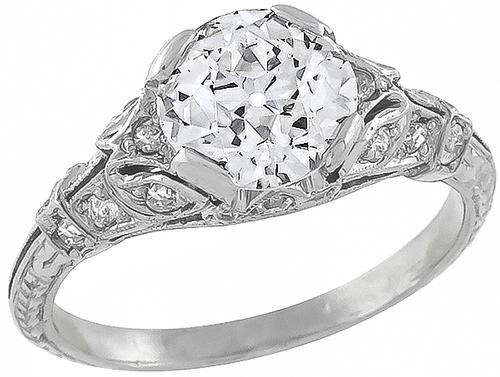 Edwardian GIA Certified Old European Cut Platinum Engagement Ring