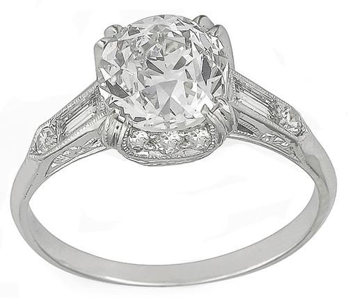 1920s Old European Cut Diamond Platinum Engagement Ring GIA Certified