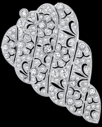 Art Deco Round Cut Diamond Platinum Pin