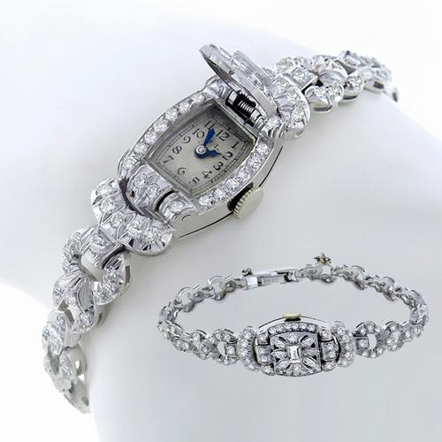 Art Deco 3.30ct Diamond Platinum Watch