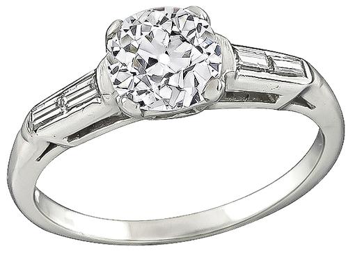 1920s GIA Certfified 1.07ct Old Mine Brilliant Diamond Platinum Engagement Ring