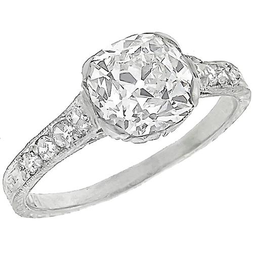 Art Deco GIA Certfified 1.79ct Old Mine  Brilliant  Diamond Platinum Engagement Ring