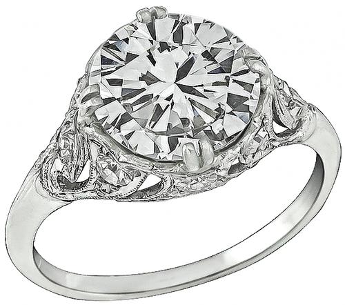 Edwardian Round Brilliant Cut Diamond Platinum Engagement Ring