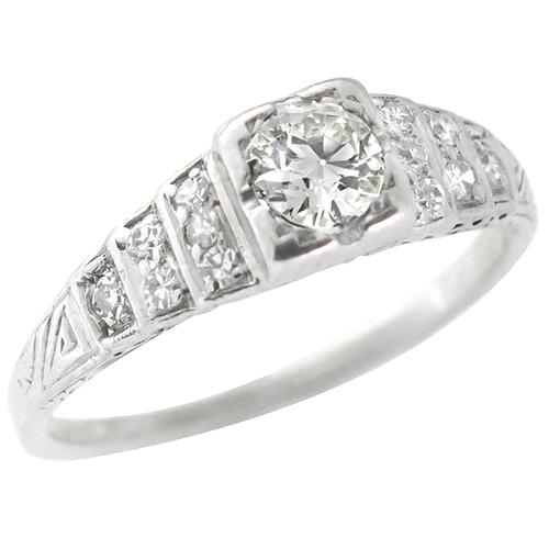 Antique  0.40ct Old Mine Diamond Engagement Ring