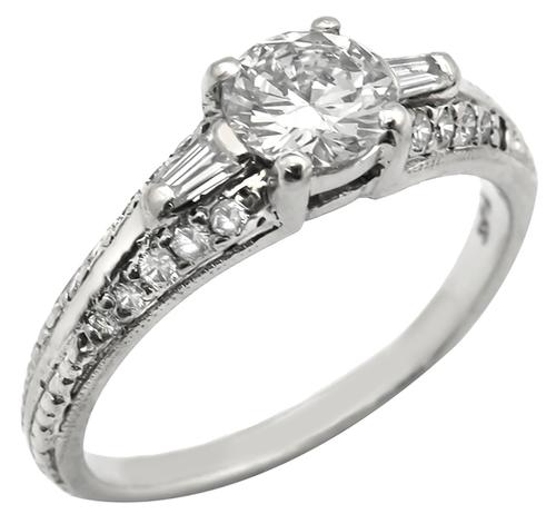 Antique 0.51ct Round Cut Diamond Platinum Engagement Ring GIA Certified
