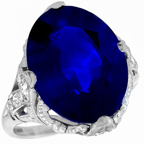 Antique 10.86ct Sapphire Diamond Platinum Ring 