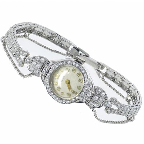 Art Deco Elgin 4.5ct Diamond Platinum and 14k White Gold Watch