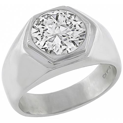 European Cut Diamond Platinum Cartier Engagement Ring