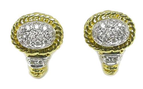 Round Cut Diamond 18k Yellow Gold Cassis Earrings