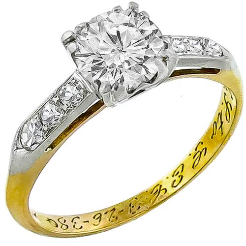 Antique Diamond 2 Tone Gold Engagement Ring 