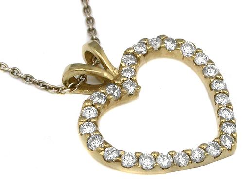 0.80ct Diamond 14k Yellow Gold Open Heart Pendant