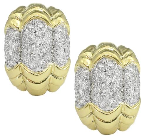 3.40ct Diamond 18k Yellow and White Gold Earrings