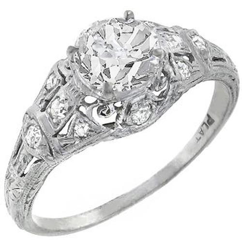GIA Certified 0.57ct Round Cut Diamond Platinum  Engagement Ring