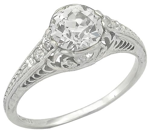Vintage 1.04ct Old European Diamond Platinum Engagement Ring