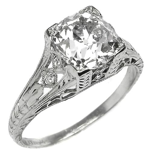 Antique Platinum Engagement Ring GIA Certified 