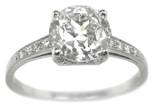 Antique Diamond Platinum Engagement Ring GIA Certified