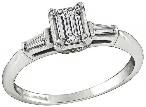 Emerald Cut Diamond 14k White Gold Engagement Ring