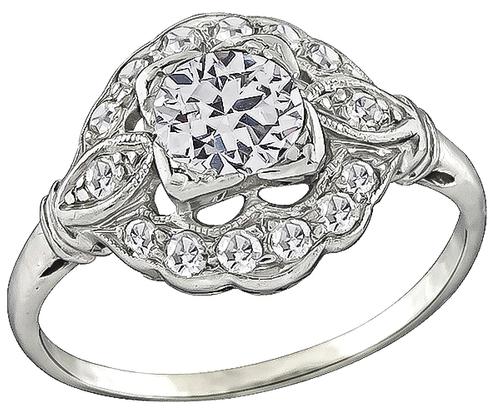 Round Cut Diamond Platinum Engagement Ring