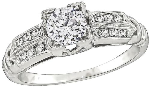 Old Mine Cut Diamond Platinum Engagement Ring