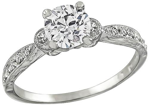 Old Mine Cut Diamond Platinum Engagement Ring