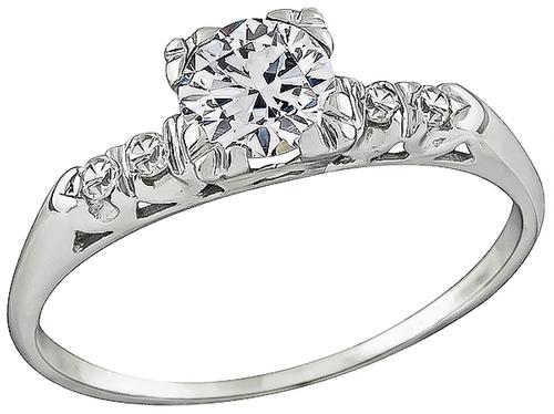 Round Cut Diamond 14k White Gold Engagement Ring