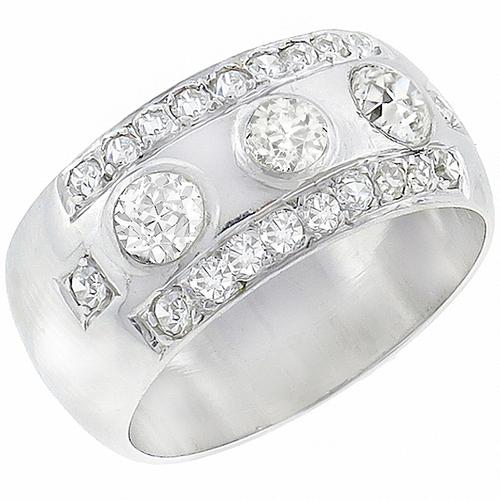 0.60ct Old MIne Cut Diamond 14k White Gold Band