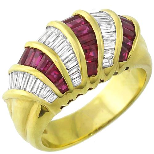 0.65ct Diamond 0.65ct Ruby Gold Ring  