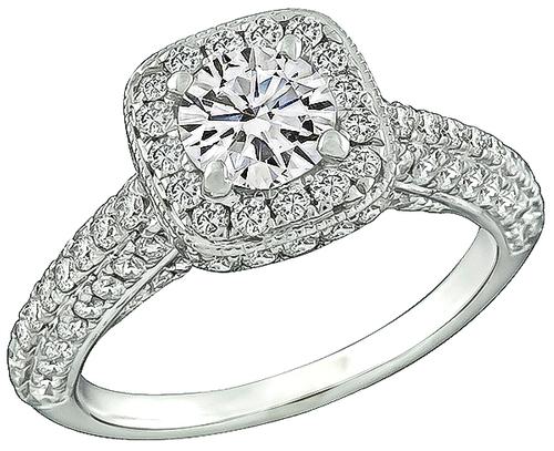 Round Cut Diamond 14k White Gold Engagement Ring