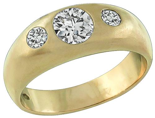 Old Mine and Round Cut Diamond 14k Pink Gold Ring