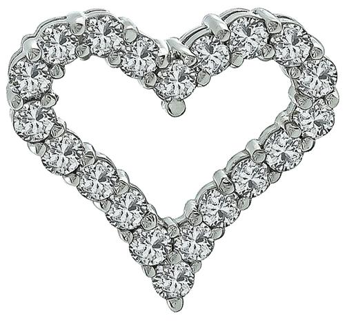 Round Cut Diamond Platinum Heart Pendant