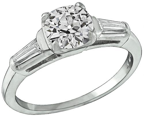 Old Mine Cut Diamond Platinum Engagement Ring