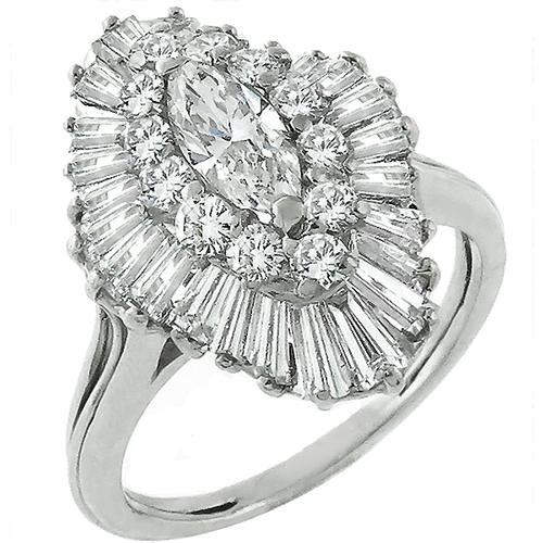 1.50ct Diamond Platinum Ballerina Ring