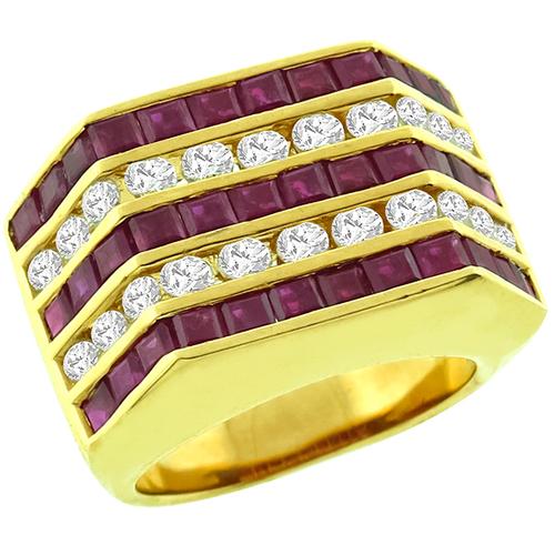 Ruby Diamond  Gold  Ring  