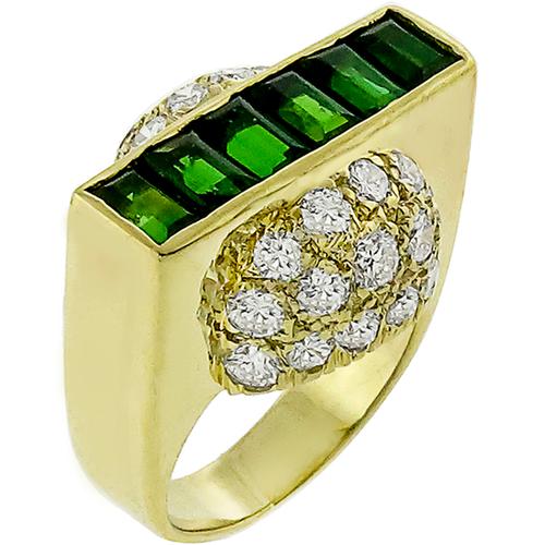 Green Tourmaline 1.40ct Diamond Gold Ring | Israel Rose