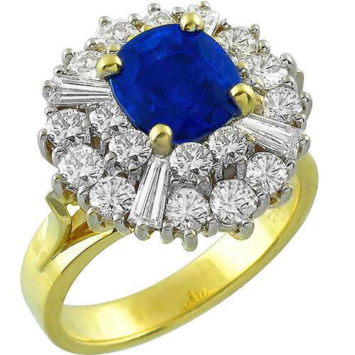 2.29ct Sapphire Diamond Gold Ballerina Ring  