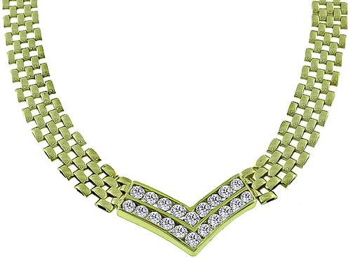 Round Cut Diamond 14k Yellow Gold Necklace